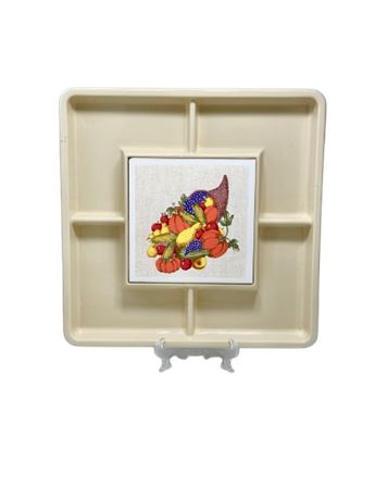 MCM Lacquerware Divided Tray w/Ceramic Tray