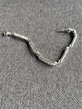 Napier rhinestone Silvertone bracelet Signed