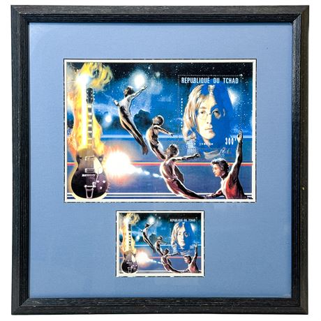 Framed John Lennon Stamp from the Republic of Chad