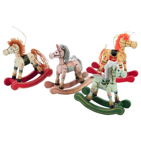 Vintage Wooden Rocking Horse Ornaments