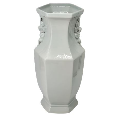 Taiwanese White Glazed Faceted Vase