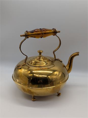 Metal Teapot Amber Glass Handle