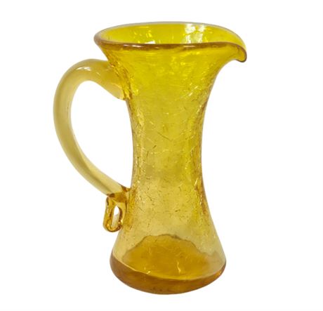 Mini Yellow Crackle Glass Pitcher