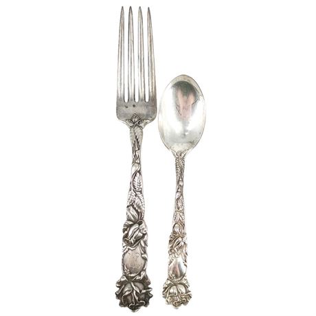 Silver Cabbage Fork and Spoon, 62.9g