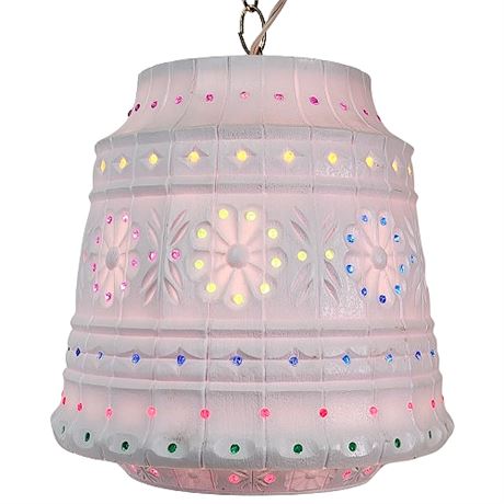 Vintage 70s Lawnware Large Plastic Pendant Swag Lamp