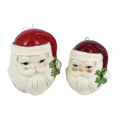 "Santa Heads" Ceramic Christmas Ornaments