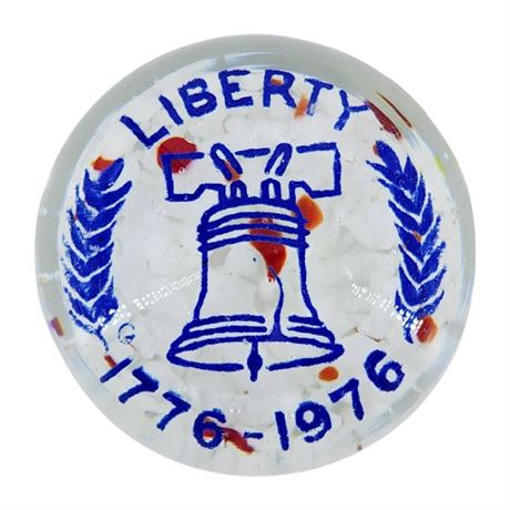 Vintage Signed John Gentile Art Glass Liberty Bell Bicentennial Paperweight