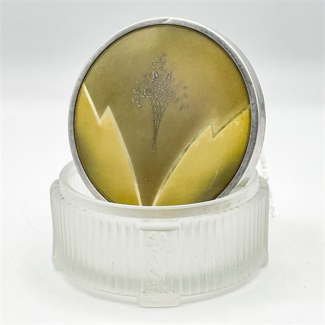 Art Deco Glass Powder Jar with Lid