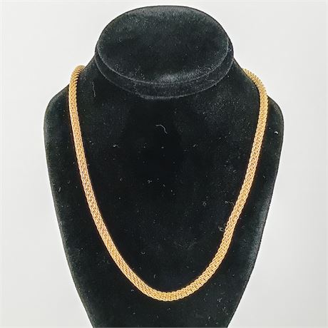 Roman Jewelry Gold-Tone Braided Chain Necklace – Adjustable – Signed Pendant Tag