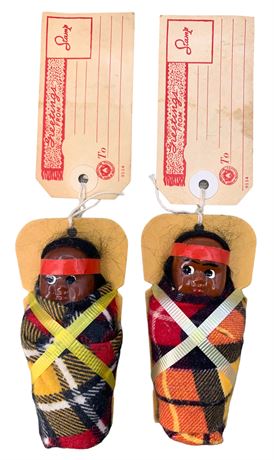 Pair of Indian Crafted Papoose Tourist Souvenir Mailers