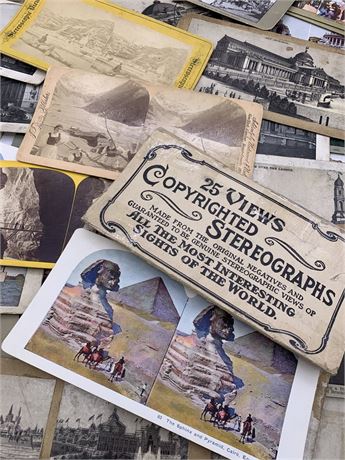 43 Antique Stereoscope Photograph Viewer Cards