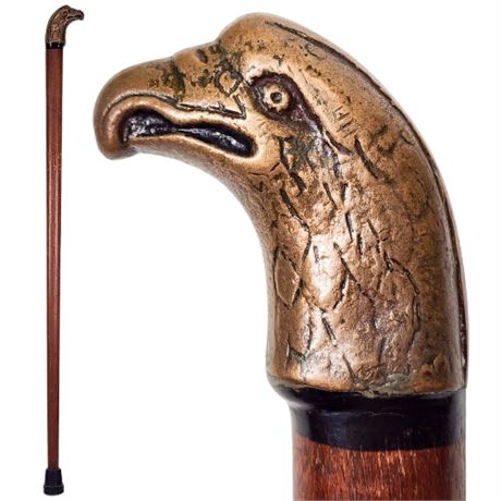 Vintage Heavy Brass Eagle's Head 35" Walking Stick
