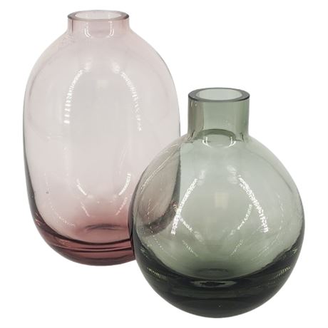 Pair Miniature Art Glass Bud Vases