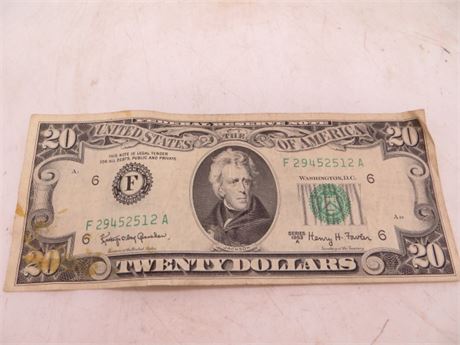 1963 A $20 Federal Reserve Note # F29452512 A
