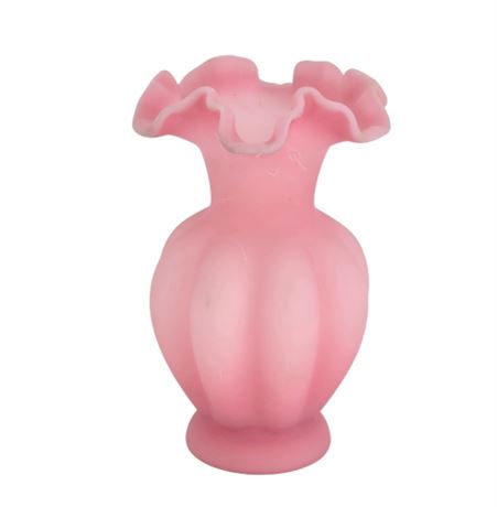 VTG Fenton Pink Mellon Ruffle Vase