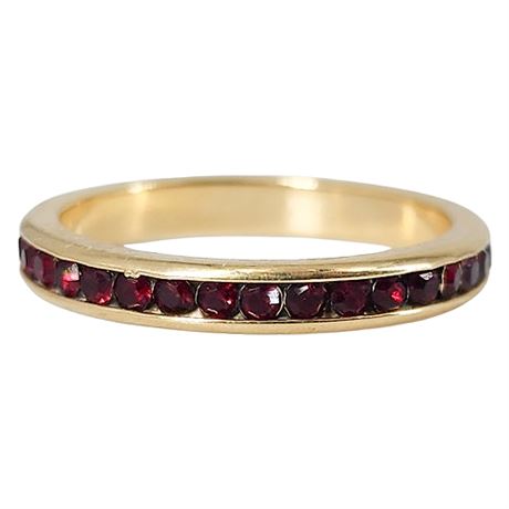 Signed Vintage Avon Faux Garnet Eternity Band Ring, Sz 8