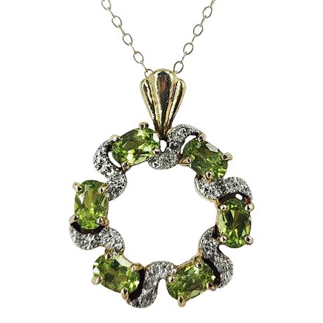 Gold Over Sterling Silver Peridot Pendant Necklace