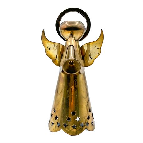 Kurt Adler Solid Brass Vintage Angel Candlestick