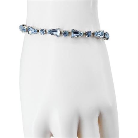 Vintage B.DAVID Prong Set Ice Blue Keystone Rhinestone Bracelet