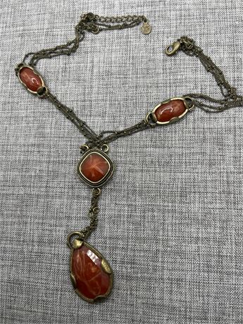 Vintage Red agate pendant necklace