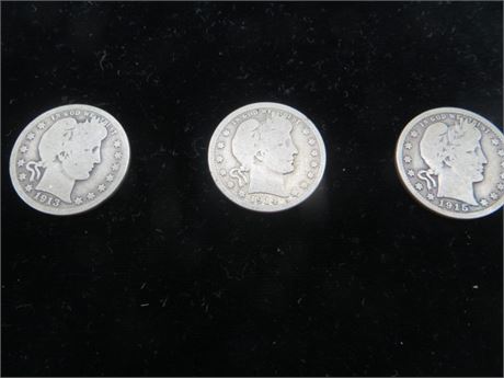 1913 D, 1914 & 1915 Barber Quaters