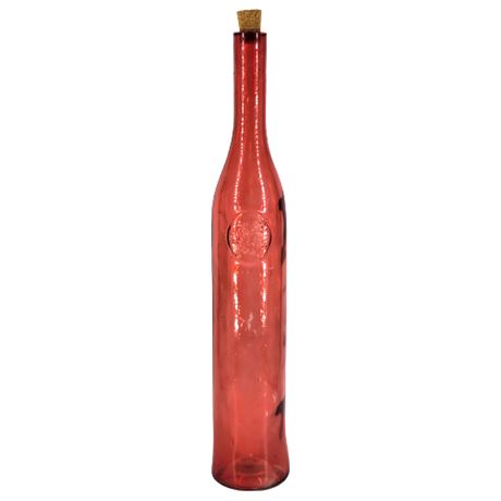 16 Inch Flashed Red Glass Bottle w/ Branch Design
