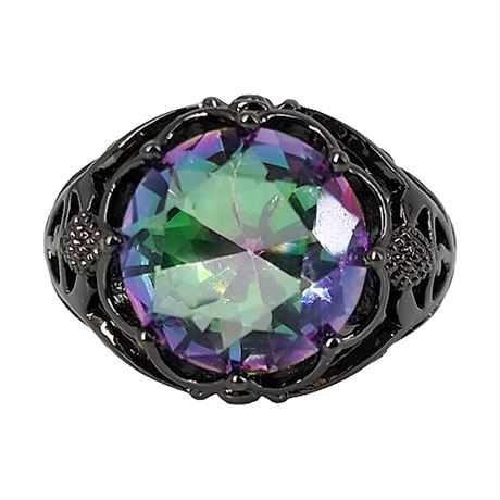 Gothic Style Faux Mystic Topaz Ring