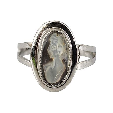 Sarah Coventry Sterling Silver Abalone Shell Cameo Ring