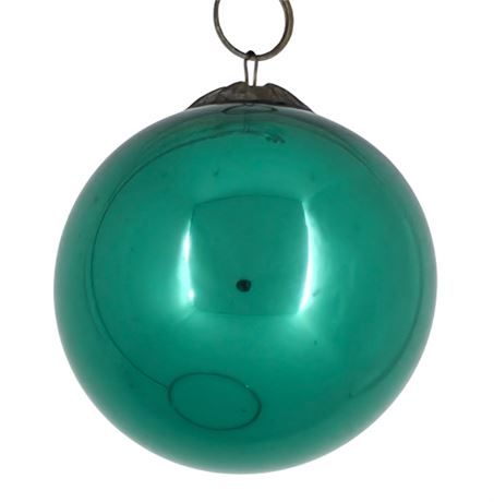 Antique 2" Green French Kugel, Vergo Glass