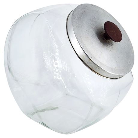 Large Vintage Wexford Glass Mercantile Slant Countertop Jar w/ Lid