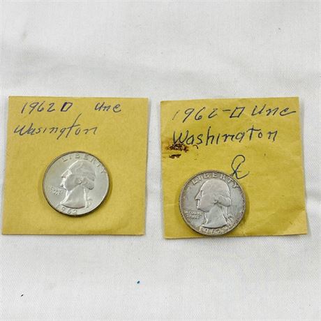 2 UNC Washington Silver Quarters