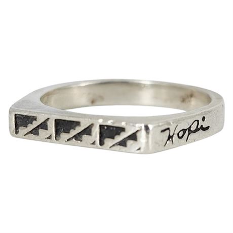Signed CAROLYN POLLACK Sterling Silver Hopi Ring, Sz 9