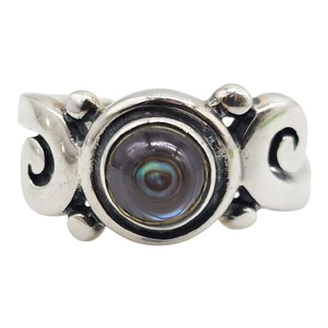 Vintage Sterling Silver Abalone Ring, Sz 6