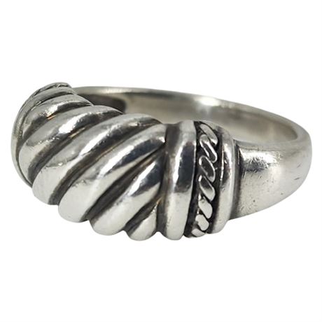 Signed Vintage SALLY C Sterling Silver Cable Style Ring, Sz 7