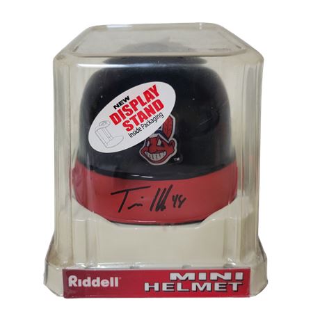 Travis Hafner Signed Riddell Cleveland Indians Mini Helmet