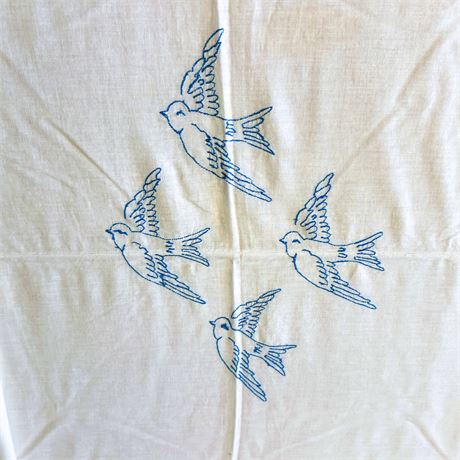 Antique Hand-Embroidered Full/Queen Bedspread