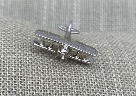 Miniature Biplane Aeronautical Pilot Tie Tack