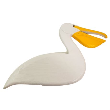 White Wooden Pelican Figure - No Pole