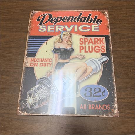 Dependable Service 12.5x16” Retro Metal Sign