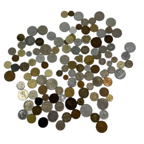 Over 1 Lb Lot of Assorted Foreign Coins