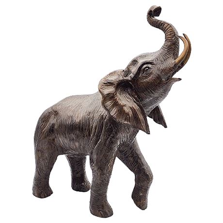 Antique Intricately Cast Brass Elephant Sculpture