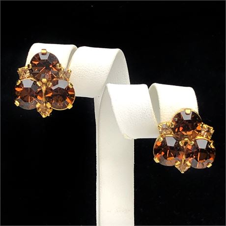Vintage STAR Amber Austria Crystal Earrings
