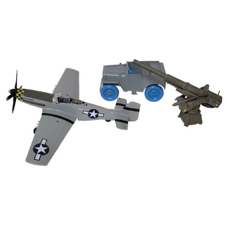 Air Force Plane / IDEAL Roy Rogers Jeep / Wooden QF AA Gun