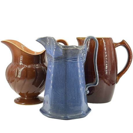 Vintage Lot of Three Ceramic Pitchers