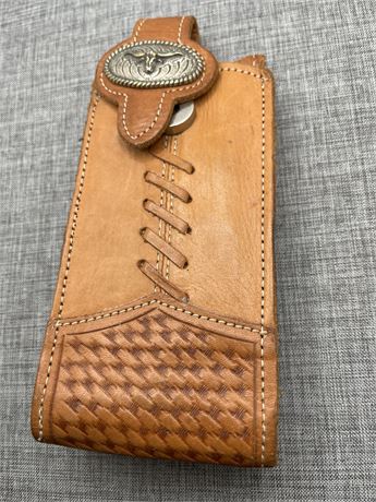 Basket weave rodeo leather men’s wallet