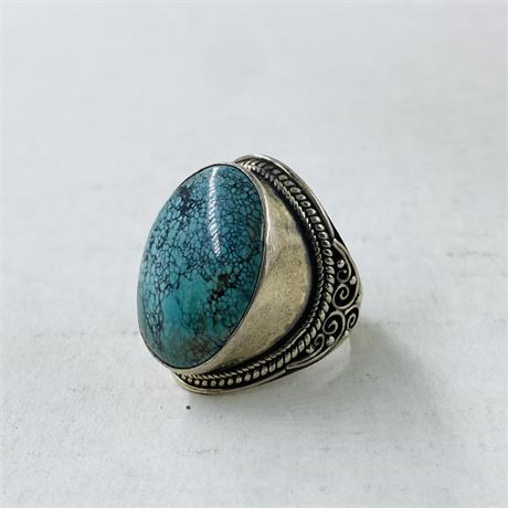 26.4g Sterling Turquoise Ring Size 9.75