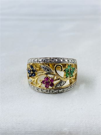 6g Vtg Sterling Floral Ring Size 8