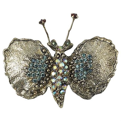Vintage Rhinestone Butterfly Brooch