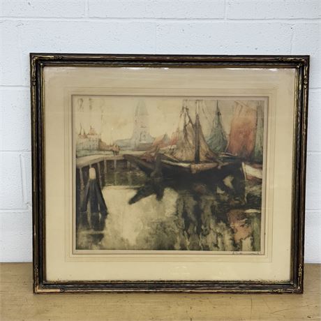 Impressionist Coastal Scene, "Sunday in Harbor"