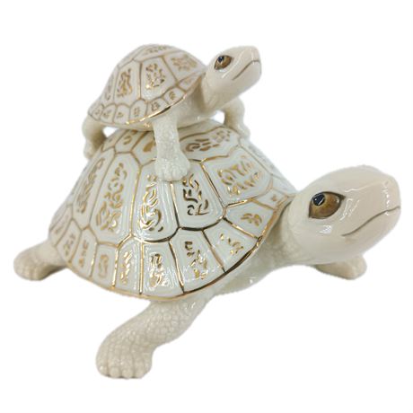 Lenox "Catching a Ride" Porcelain Turtle Figurine with 24K Details
